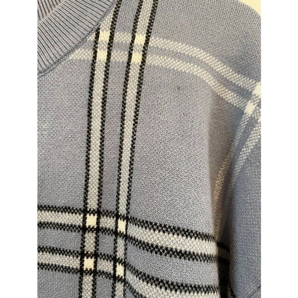 Tahari Women's Size X-large Blue Plaid NEW Sweater DAMAGED - Picture 3 of 8